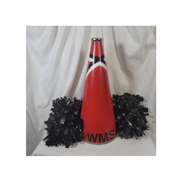 Vintage Pompoms, Black Silver Pom Poms, Cheer Leader/Danz Team Poms (Set of 2) - Picture 2 of 4
